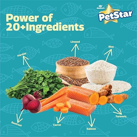 Mankind Petstar Adult Dry Dog Food (High Protein) Salmon & Rice Flavor, 1kg Pack | Improves Muscle & Strength, Supports Immunity, Protects Liver & Kidney