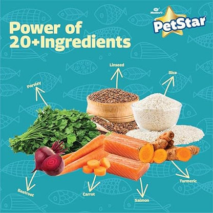 Mankind Petstar Adult Dry Dog Food (High Protein) Salmon & Rice Flavor, 1kg Pack | Improves Muscle & Strength, Supports Immunity, Protects Liver & Kidney