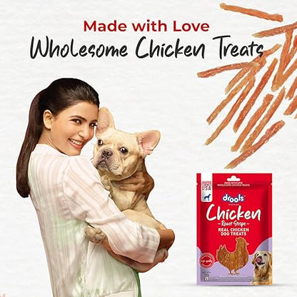 Drools Real Chicken Roast Strips, Dog Treats, 70gm | Rich in Protein, No Artificial Preservatives | Best for Training & Bonding | for Puppy & Adult | Formulated in USA | Premium Treats |