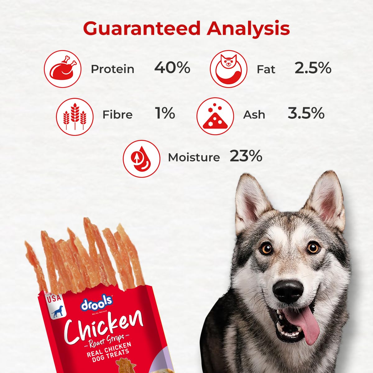 Drools Real Chicken Roast Strips, Dog Treats, 70gm | Rich in Protein, No Artificial Preservatives | Best for Training & Bonding | for Puppy & Adult | Formulated in USA | Premium Treats |