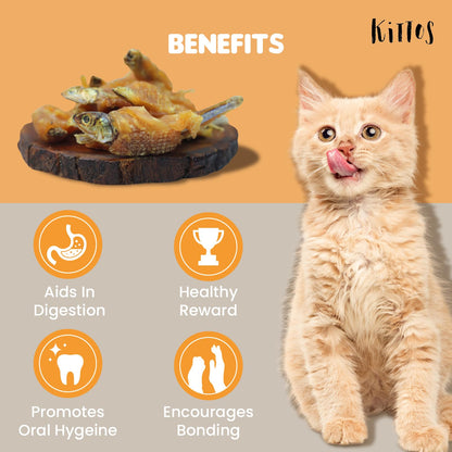Kittos Cat Treats, Sunfish & Chicken Twirls Strips, Rich Protein Low Fat, Healthy Cat Snacks, Suitable for All Life Stages, 35g Each (Pack of 1)