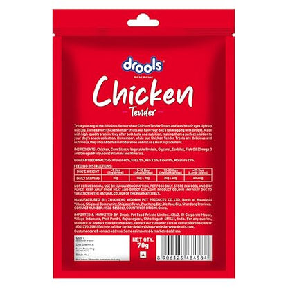 Drools Real Chicken Tender, Dog Treats Stick, 70gm | Rich in Protein, No Artificial Preservatives | Best for Training & Bonding | for Puppy & Adult