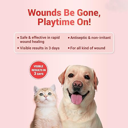 Natural Remedies Topicure Pet Wound Healing Spray, Lick Safe, Non-Irritant, Rapid Healing for Dogs and Cats, Puppies, All-Natural Ingredients, No Gas or Sound, Pet Friendly, Allergy Relief - 75ml