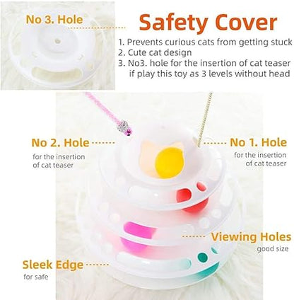 Woofy Cat Toy 4 Level Towers of Circle Track Roller with Moving Balls Interactive Play Toy for Small Dogs Kitten/Cat