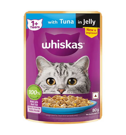 Whiskas Tuna In Jelly Pouch Adult Cat Wet Food 80 Gram