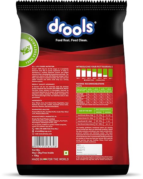 Drools Dry Dog Food All Life stages 100% Vegetable,10Kg Pack, All Life Stages